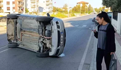 Otomobil Devrilmesi Sonrası Genç Öğretmen Kazayı Yaralanmadan Atlattı